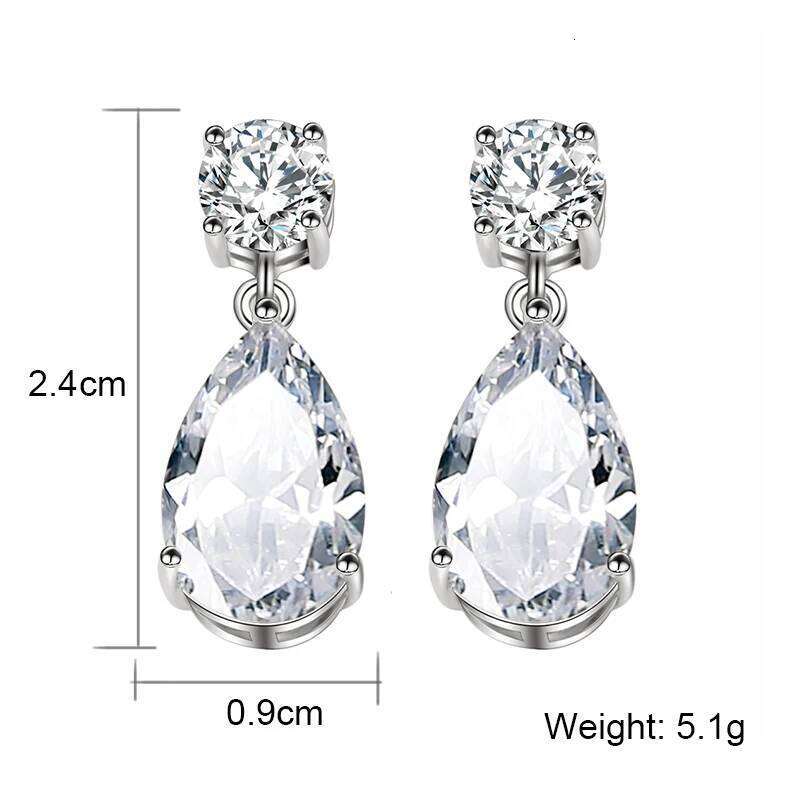 ZAKOL Luxury Transparent Zircon Water Drop Dangle Earrings for Women Shinny CZ Bridal Wedding Jewelry