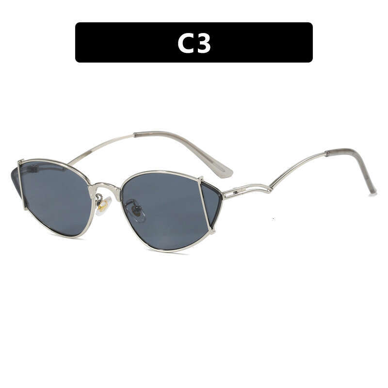 Metal Hollow Cat Eye Xiaohongshu Internet Celebrity Same Style Sunglasses Women Y2K Concave Shape for Photos