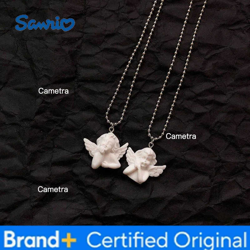 Sanrio Cute Cupid Angel Pendant Stainless Steel Necklace for Women Long Chain Baby Shaped Neck Jewelry Sweet Gifts for Friendship H251229