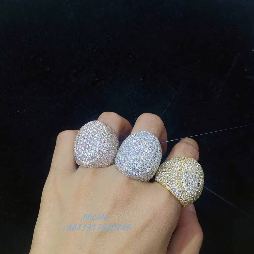 Pass Diamond Tester Custom Iced Out Diamond Maisonite 925 Silver Hip Hop Rings for Men