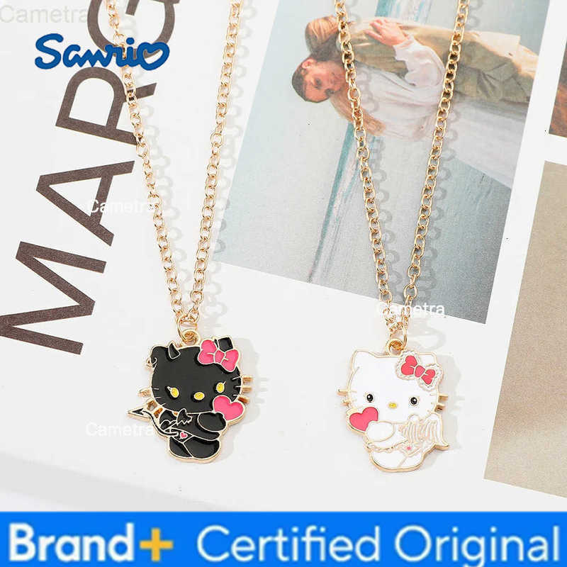 Sanrio Black White Hello Kitty Couple Necklace Set - Adorable Matching Kitty Charms Perfect Gift for Fans Couples Best Friends H251229