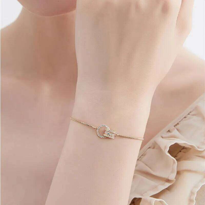 Trendy Circle Interlocked Gold-Color Charm Bangle For Women Men Personally Bracelet Party Girls Exquisite Accessories Jewelry