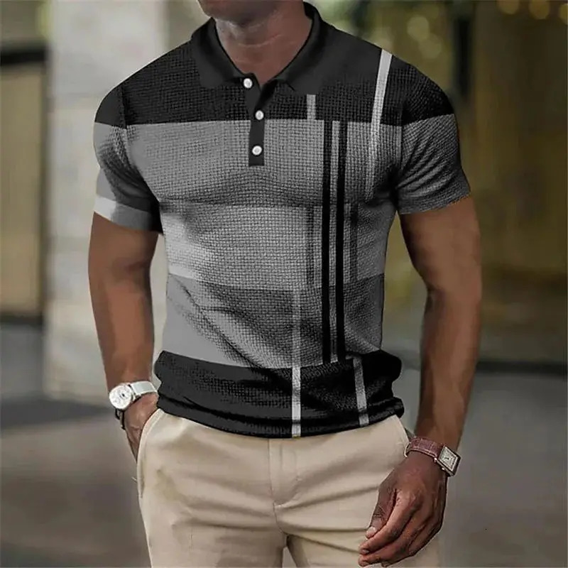 Striped Color Blocked Autumn and Winter Long Sleeved Mens Button Up Collar Polo Shirt Simple Fashionable Trendy Comfortable Me 251219