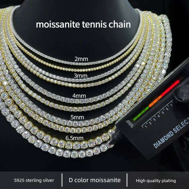 Real Moissanite Tennis Necklace Bracelet For Women Men 925 Sterling Silver 2/3/4/5mm Full Diamonds With GRA Hiphop Party Jewelry ccb