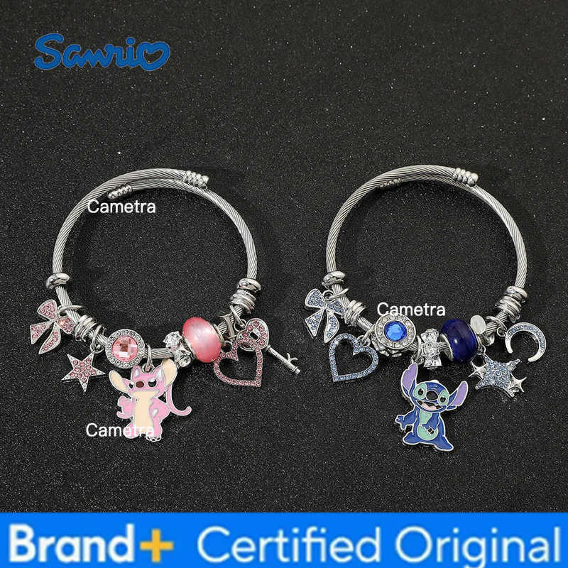 Sanrio Disney-Lilo Stitch Angel Charm Bracelets for Women and Girls Lovely Accessories for Fans Birthday and Christmas Gifts H251229