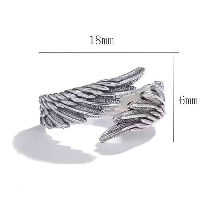 2pcs Vintage Angel Bat Wing Demon Eye Hip Hop Adjustable Couples Rings for Men Women Retro Silver Color Jewelry Party Daily