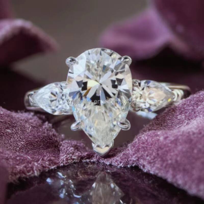 3Ct Moissanite Bridal Wedding Jewelry 3Ct S925 Sterling Silver Set VVS1 D Color Pear Moissanite Diamond Engagement Ring
