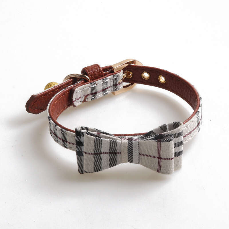 Pet set beige British bow triangle scarf collar, suitable for small and medium-sized dogs and cats