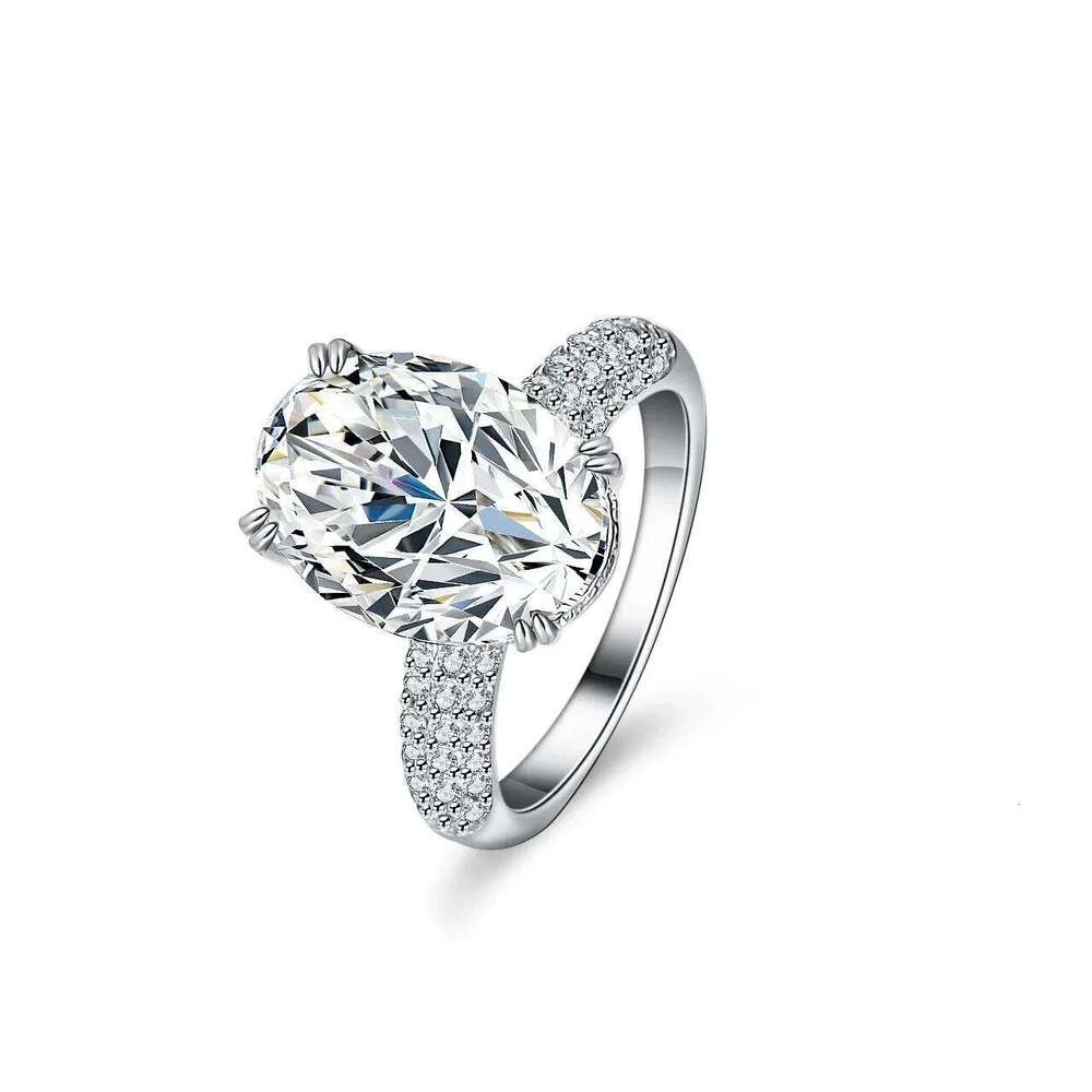 18K gold inlaid diamond women's irregular moissanite ring, 8-Ct egg shaped PT950 platinum luxury VVS1 clarity jewelry ring 00e