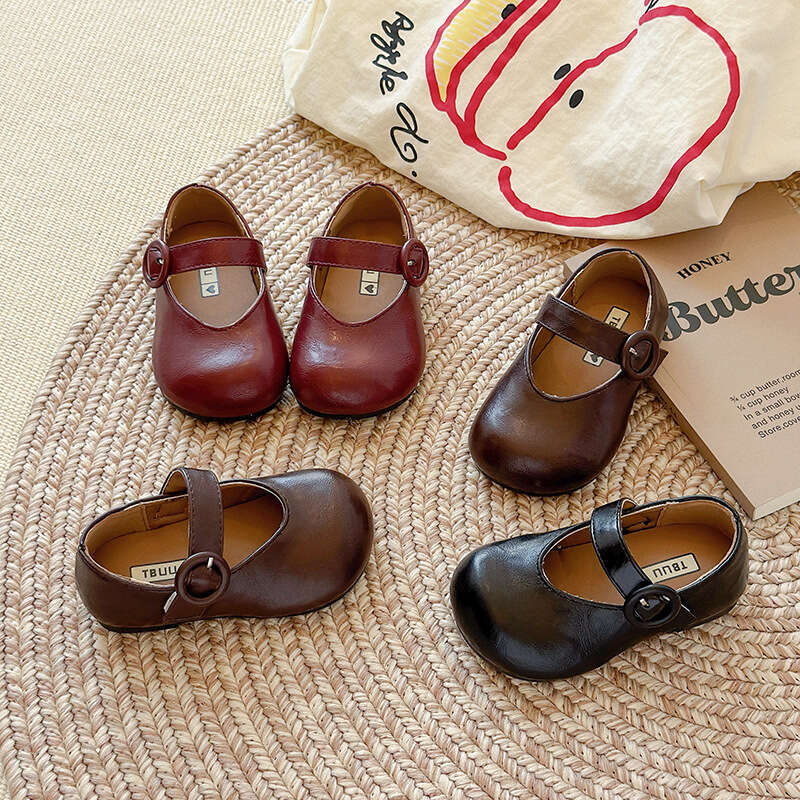 INS French Style Children's Leather 2025 Spring and Autumn New Korean Version Girls' Flat Princess Shoes Soft Sole Loafers