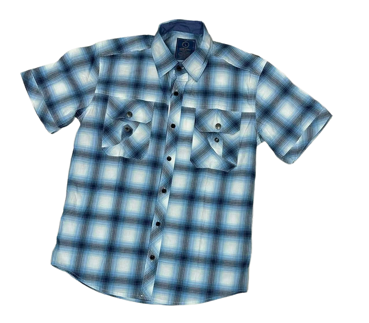 Men's Plaid Short-Sleeve Shirt - 100% Cotton Poplin, Multi-Color Options, Button-Front with Chest Pockets, Casual Comfort for Daily/Outdoor Wear 