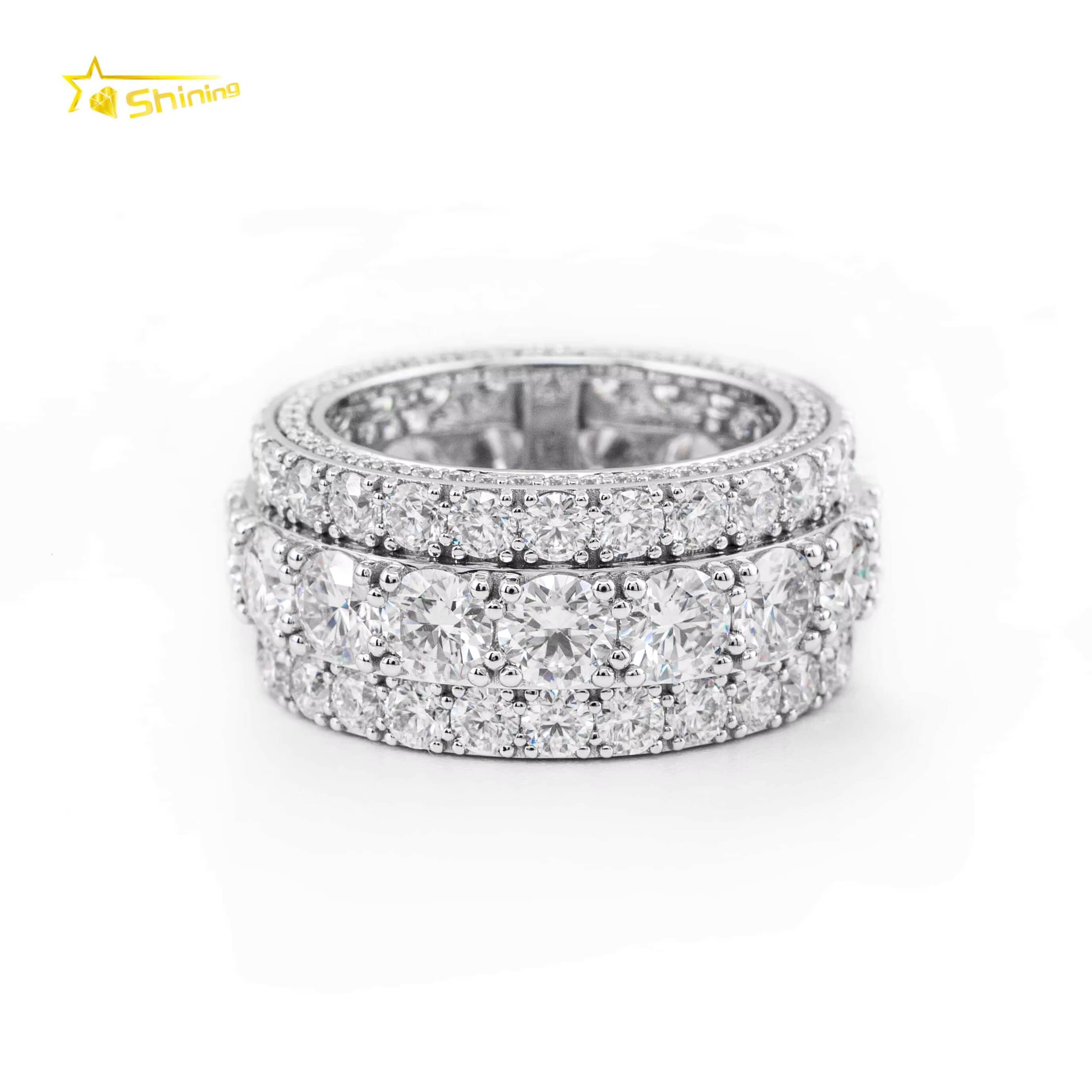 Solid Gold Iced Out VVS Moissanite Diamond Rings Custom Hip Hop Real Gold Hip Hop Ring