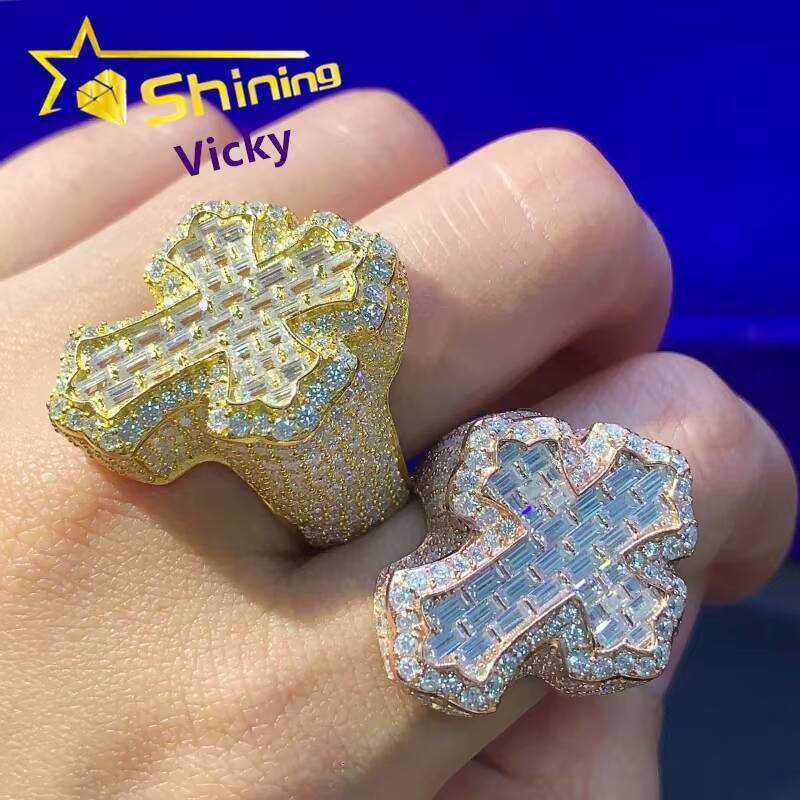 Ready to Ship Fine Hip Hop Jewelry Iced Out GRA Moissanite Diamond Ring Custom High Quality Ring for Men