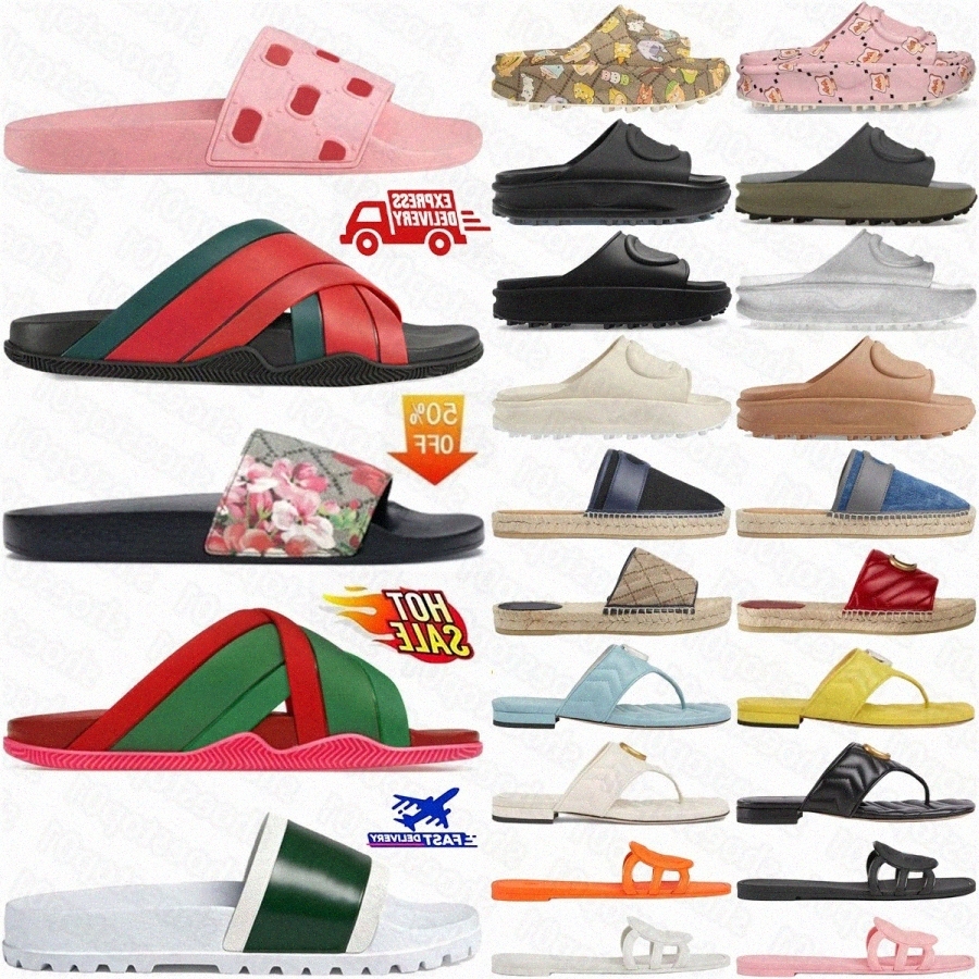 Web Slide designer slides mens sliders women slipper Pink Rubber Bloom Pursuit Pool White Interlocking Black Beige Canvas Orange Blue s9ZT#