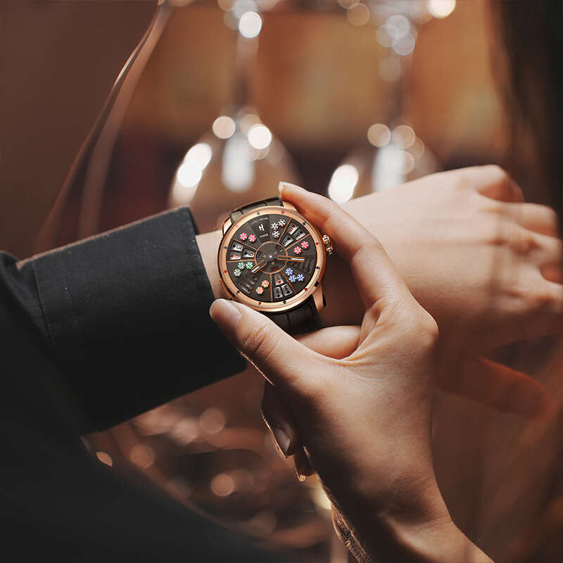 LUCKY HARVEY True Joy Player Series Three Kings Poker Men's Luminous Waterproof Automatic Mechanical Watch mens automatic watch