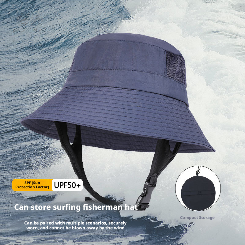 Surf Bucket Hat UPF 50+ Foldable Packable Sun Hat with Chin Strap - Quick Dry Breathable Beach Surfing Cap for Men Women Buckethat004