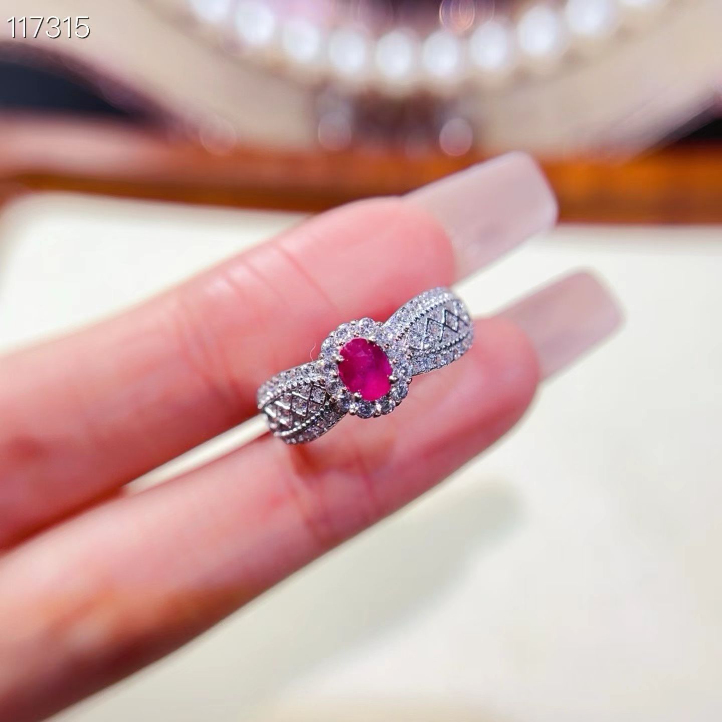 Classic 925 silver wedding ring for women natural ruby ring with certificate 4mm*5mm 0.4ct genuine pink ruby silver jewelry