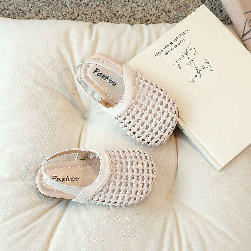 Girls' Woven Sandals 2025 Summer New Fashion Korean Style Grandma Soft Sole Children's Hollow Out Closed-Toe Roman Shoes