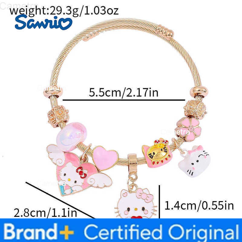 Sanrio Hello kitty Gold Bracelet Jewelry Accessories Cute Diy Personalized Bracelet Creative Girl Handmade Children Gifts H251229