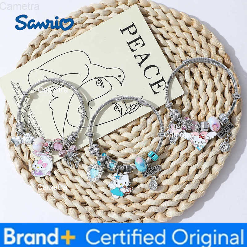 Sanrio Cartoon Hello Kitty Bracelet Charm Cute Moon Heart KT Cat Pendant Bangle for Girl Festival Jewelry Accessories Gifts H251229