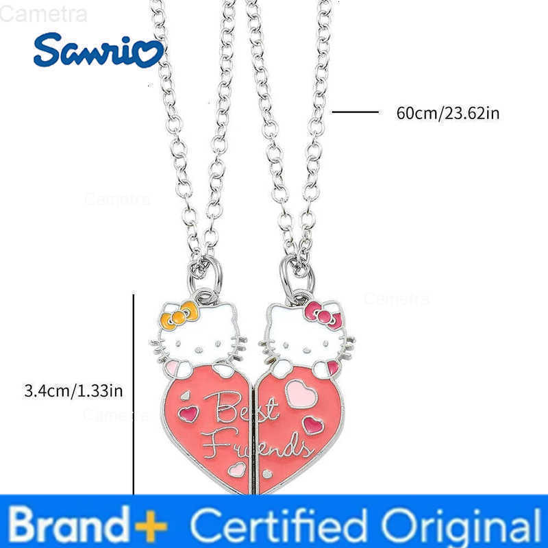 Sanrio Kawaii Anime Hello Kitty Necklace Cute Cartoon Heart-shaped KT Cat Pendant Neck Chian for Best Friend Accessories Gift H251229