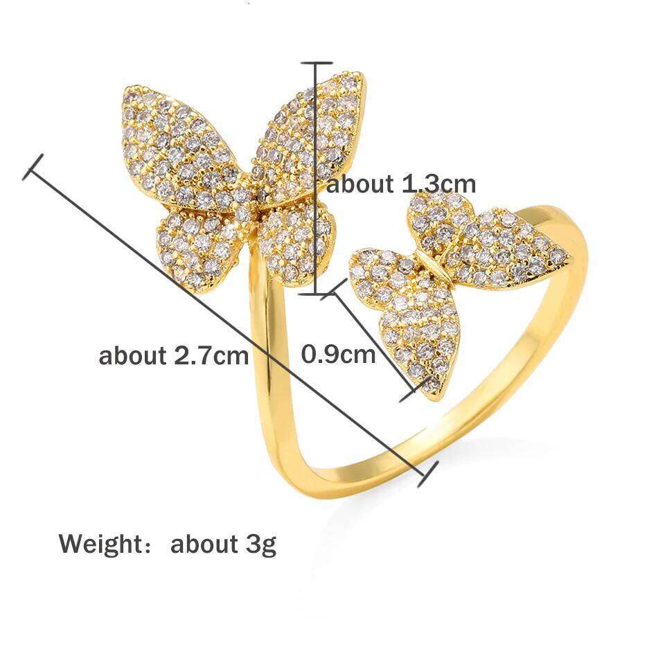 ZAKOL Exquisite Micro Inlay Zircon Butterfly Open Rings for Women Fashion Wedding Party Jewelry