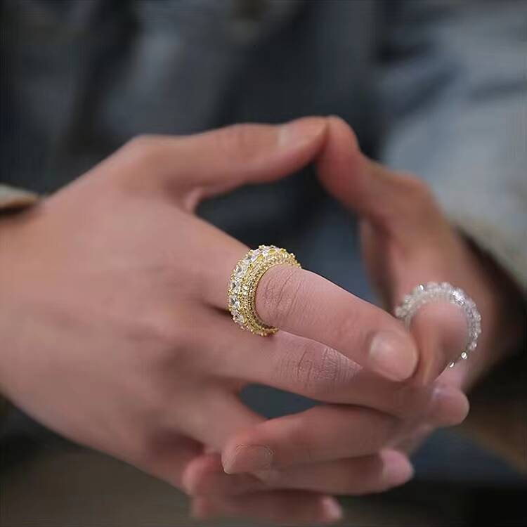 Customized Mens Silver Ring Vvs Moissanite Hip Hop Ring S925 Silver With Princess Moissanite Tennis Cuban Ring