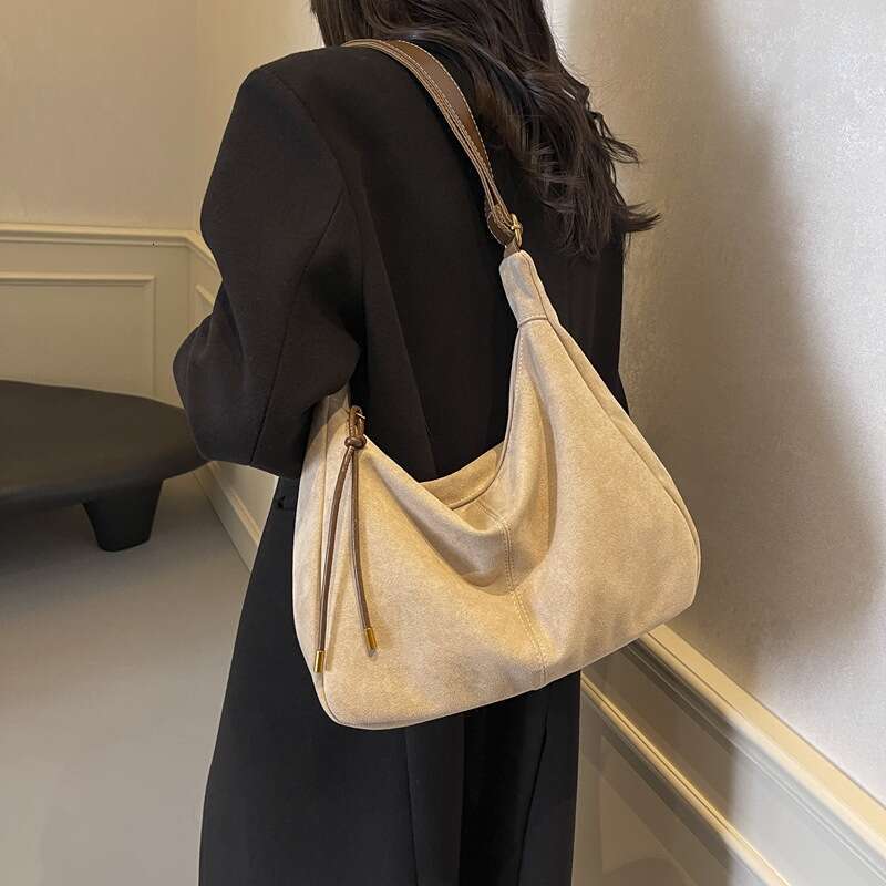 Dumpling Retro Fashion Suede Design Commuting Versatile Elegant Style Single Shoulder Crossbody Underarm Bag SHANGFANNI