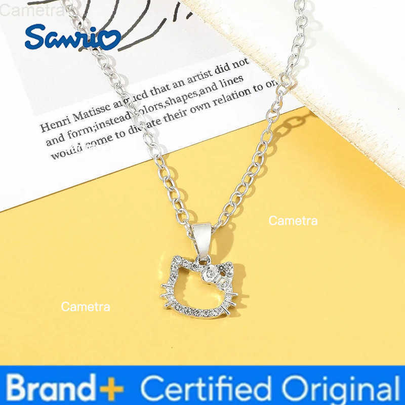Sanrio Hello Kitty Necklace Kitty Cat Anime Style Pendant High-End Hollow Rhinestone Niche Alloy Pendant H251229