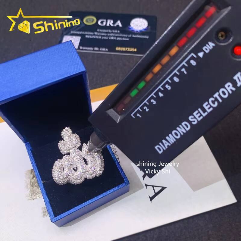 Shining New Style Rapper Hip Hop Jewelry Rings Iced Out 925 Silver Moissanite Men Ring Pass Diamond Tester