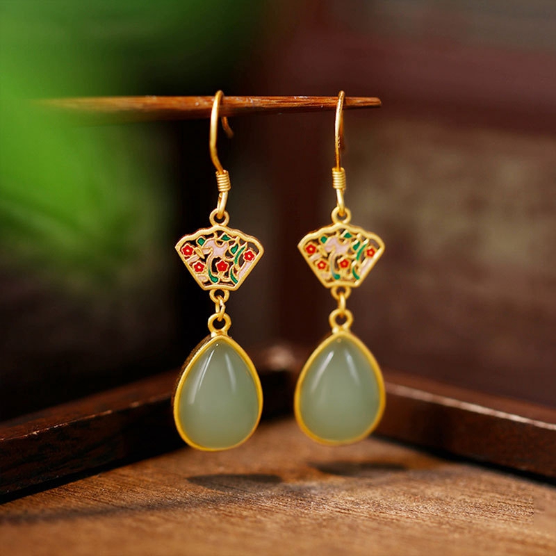 French Style Designer Earring Chinese Red Agate Camellia Rose Flower Jade Pearl Stud Earring Elegant 925 Silver High-end Jewelry wholesales drop shipp