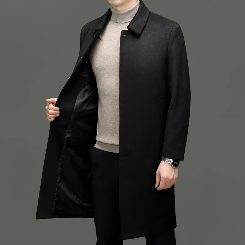 Mens highend and fashionable cashmere coats for autumn winter midlength lapel jackets wool woolen fabrics 251226