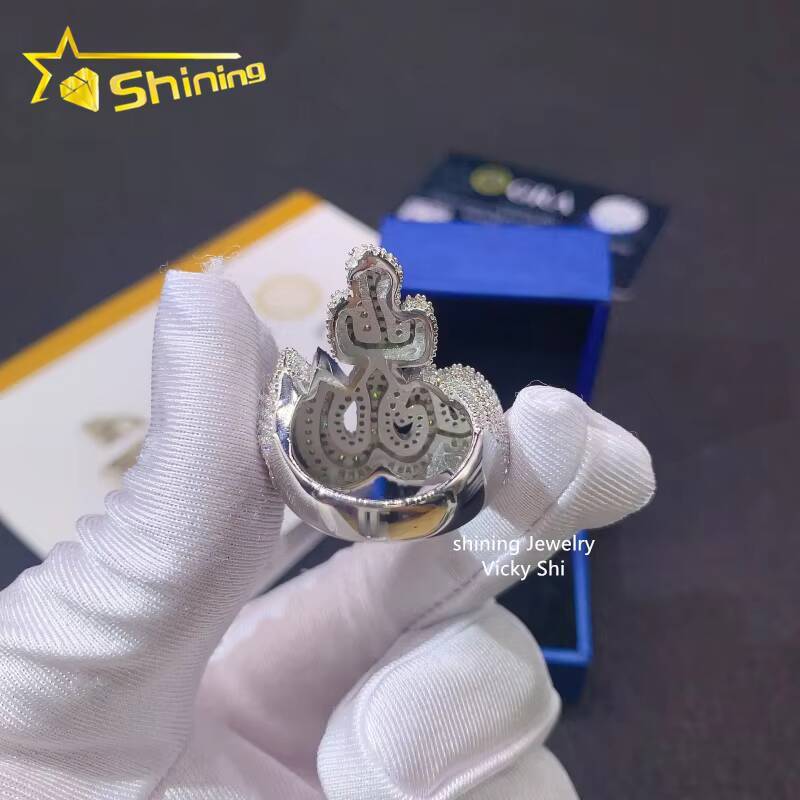Shining New Style Rapper Hip Hop Jewelry Rings Iced Out 925 Silver Moissanite Men Ring Pass Diamond Tester