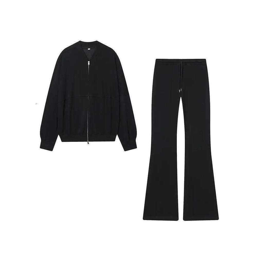 New Women's Zip Up Bomber Jacket And Drawstring Flared Pants Suit Fashion Casual Cozy Daily Sporty Simple Style Sets Autumn