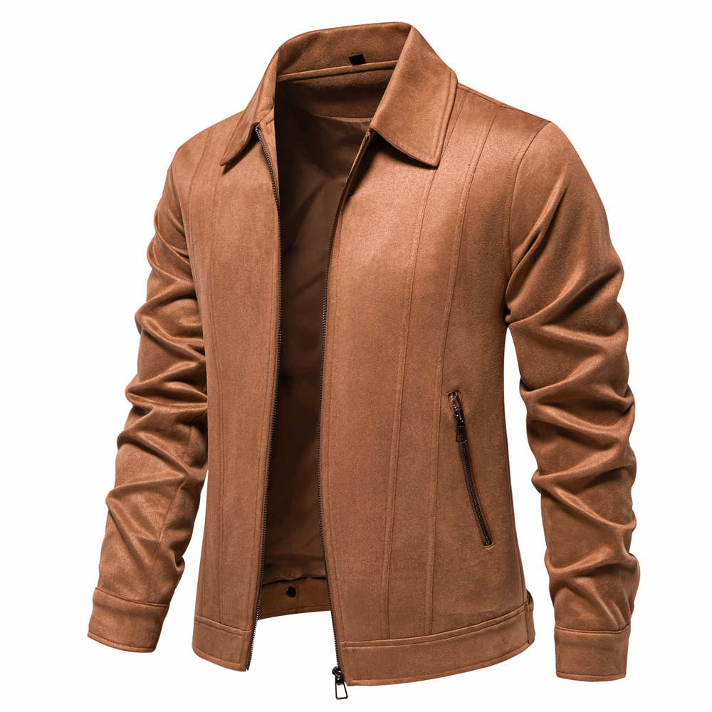 WOZK autumn and winter new style lapel jacket men's trendy men's jacket outdoor men's suede jacket designer