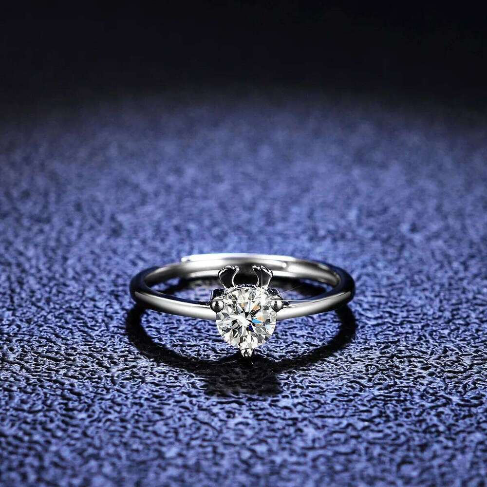 18K gold 0.5 Ct D-color moissanite ring with diamonds, VVS1 diamond PT950 platinum fashion ring, engagement gift 9a0