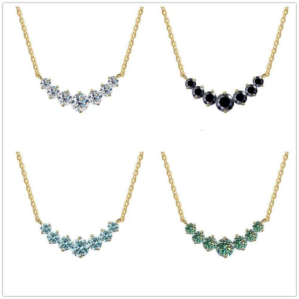 2.8 Ct VVS1 Moissanite Pendant Necklaces for Women Trendy Party Jewelry GRA Certified 925 Sliver Plated Yellow Gold Necklace 424