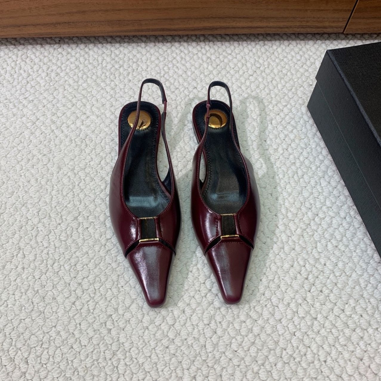 Babylone slingback Flats Luxury designer women pointed toe slip on patent leather flat shoes Genuine leather ladies dress shoes Factory footwear