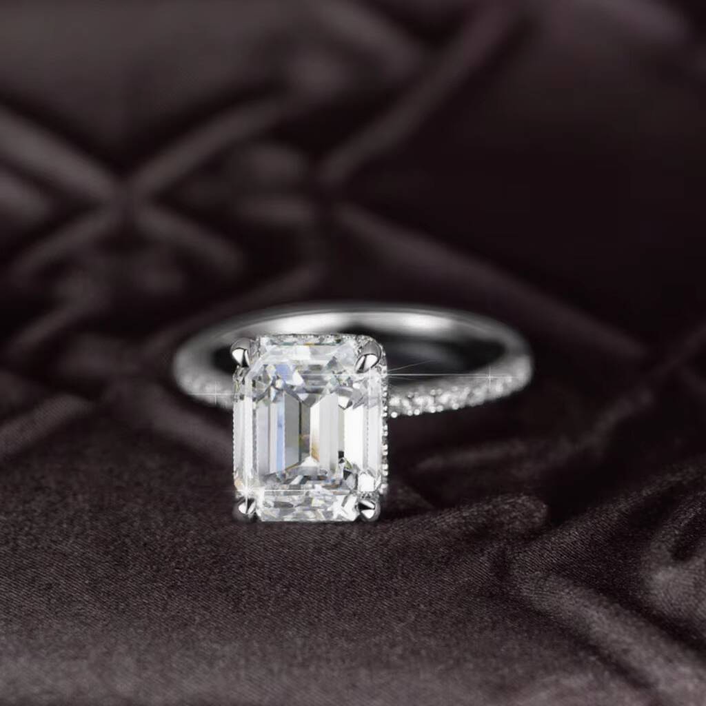 4ct Womens Luxury Marriage 14 Gold Rings Engagement Custom Eternity Cuban Vvs Moissanite Ring