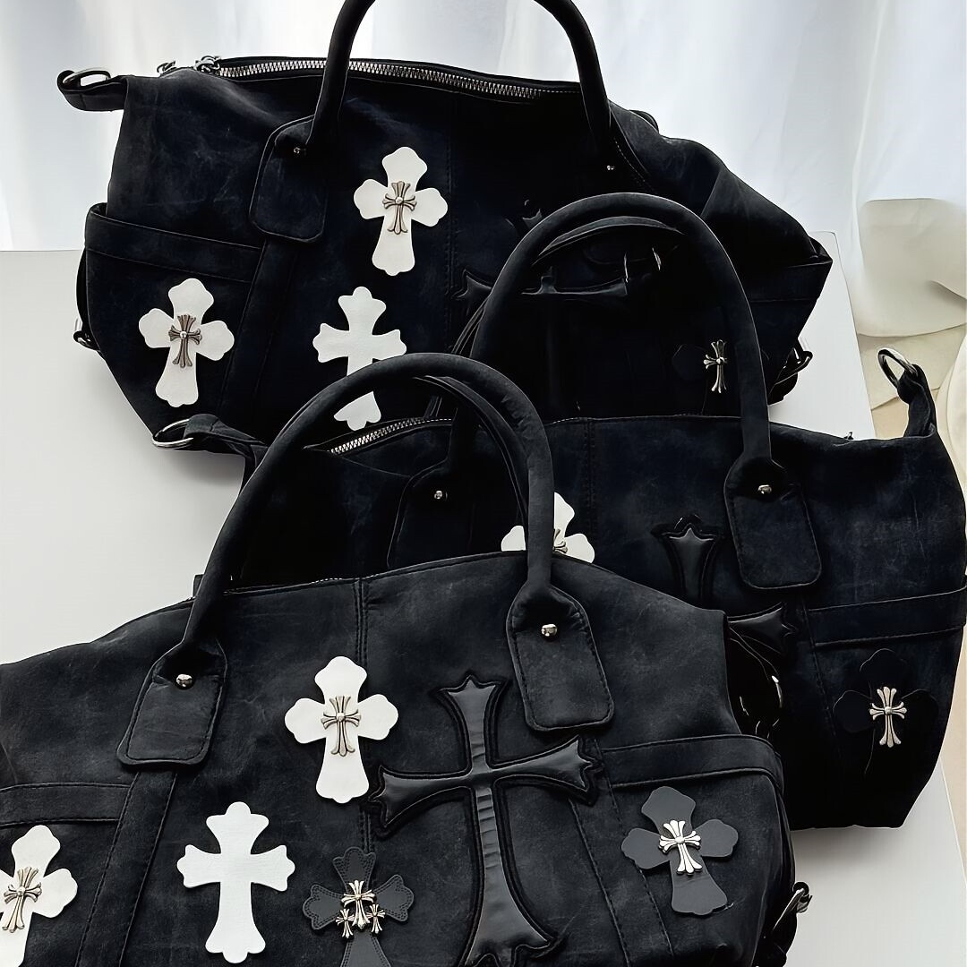 designer bag Black White Patchwork Travel Roman Metal Cross Shoulder Crossbody Bag