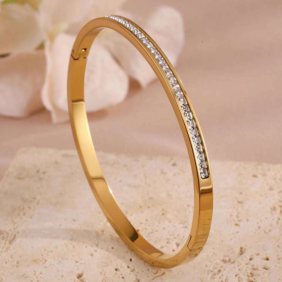 ZAKOL 5/1pcs Creative Stainless Steel Four-leaf Flower Bracelet Set for Women Buling Zirconia Inlaid Fashion Stackable Jewelry