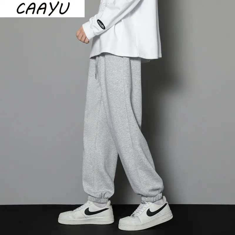 CAAYU Casual Sports Pants Mens Autumn Loose Gray Baggy Pants Jogger Hombre Fashion Knitted Pants Basketball Sweatpants Mens 251223