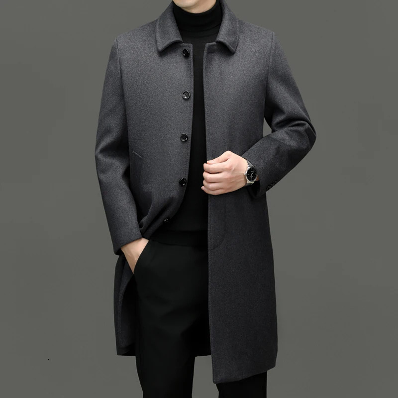 Mens highend and fashionable cashmere coats for autumn winter midlength lapel jackets wool woolen fabrics 251226