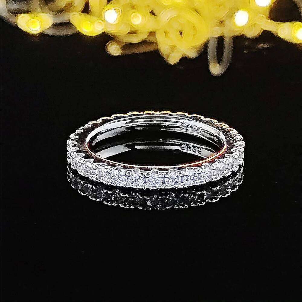 1.75mm Trendy Silver Color Aesthetic Cz Stackable Ring Eternity Band Women Gift for Friend Jewelry R7026