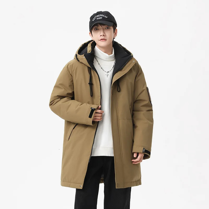 Winter style cotton coat for men 2025 snapclosed hooded jacket neutral midlength workwear 251226