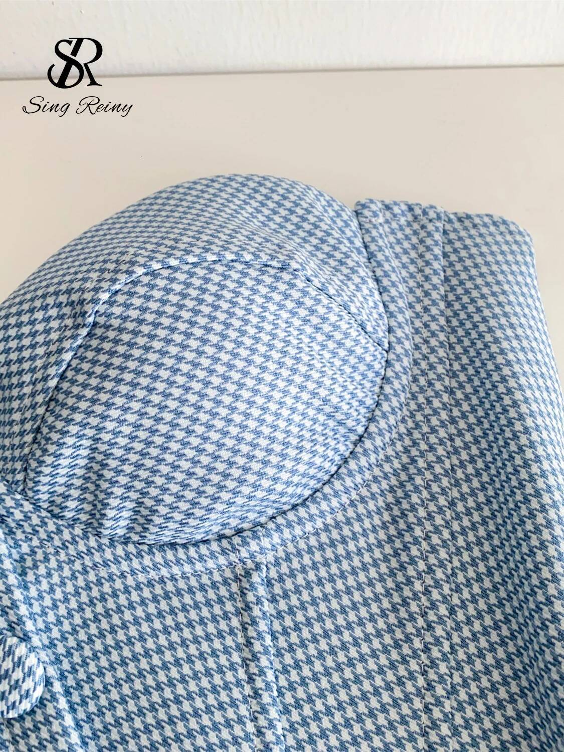 SINGREINY Houndstooth Sensual Tank Women Strapless Button Design Corset Slim Club Camis 2025 Fashion Basics Plaid Mini Top