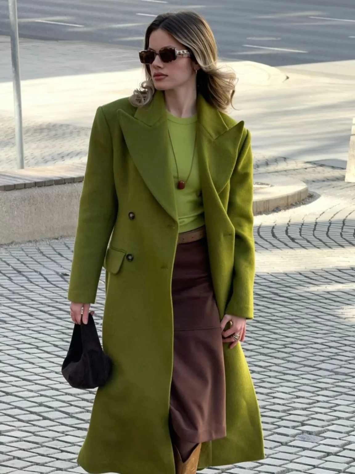 Fashion Women Long Coat Peaked Lapel Double Breasted Jacket Blazers Autumn Winter Birthday Party Customized Overcoat