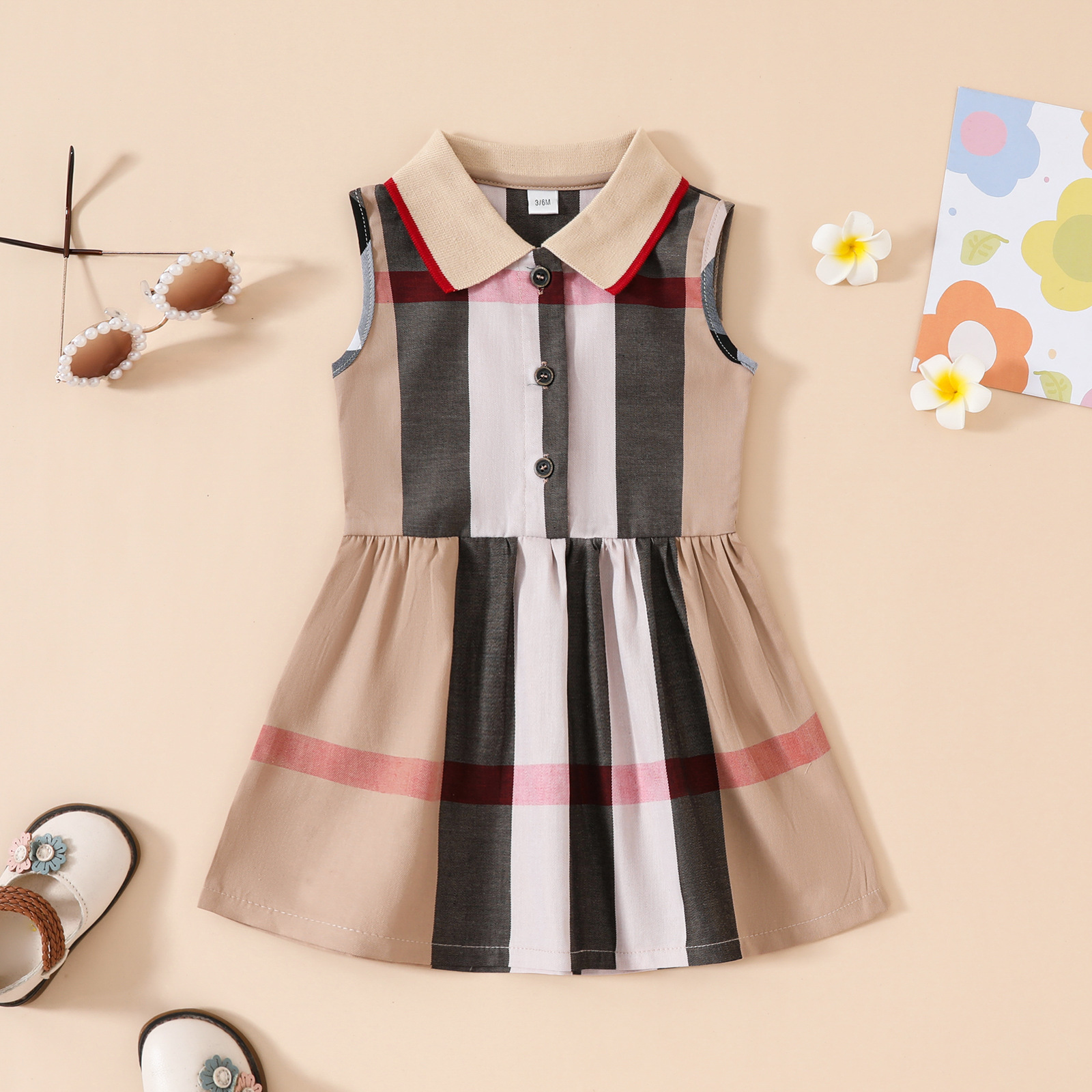 Designer 0-6 Years Old Girl Baby Dress Sleeveless Summer Clothes Hundred Days Newborn Cotton Cloth Skirt Little Child