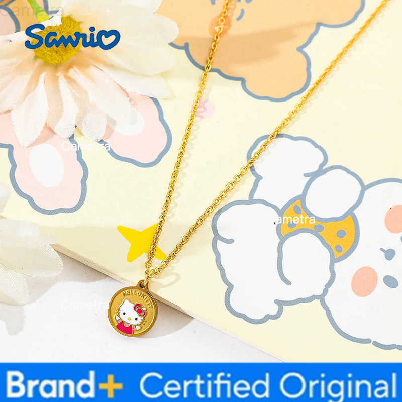 Sanrio Kawaii Hello Kitty Round Pendant Necklace Cute Cartoon Jewelry Accessory for Women Ideal Birthday Gift H251229