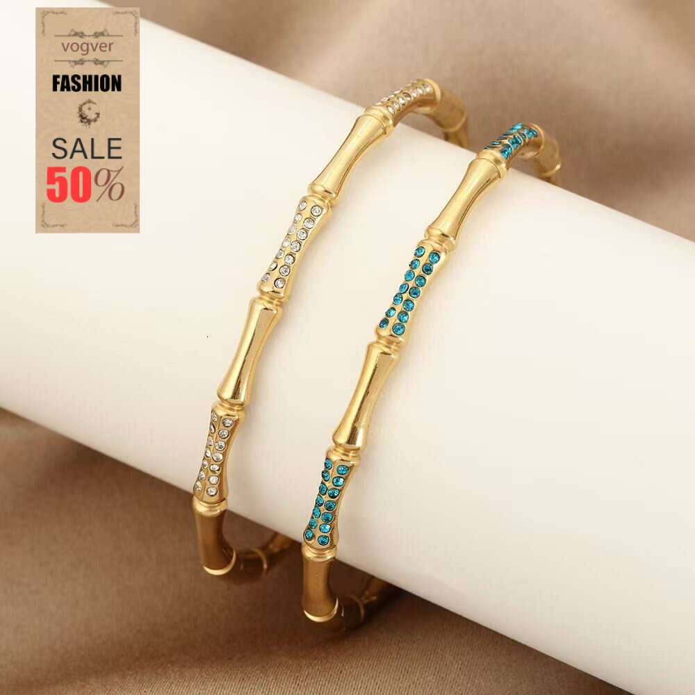 Bracelet For Women High-End Niche Temperament Bamboo Knot Bracelet, Hot-Selling Versatile Diamond-Encrusted Gold-Plated Clasp Stainless Steel Jewelry